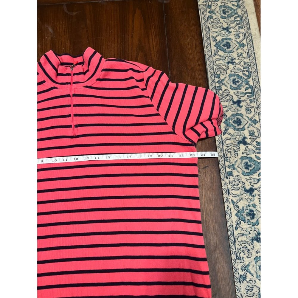 L.L.Bean Pink And Navy Blue Long Sleeve Quarter Zip Pullover Sweater 2X - Picture 5 of 6